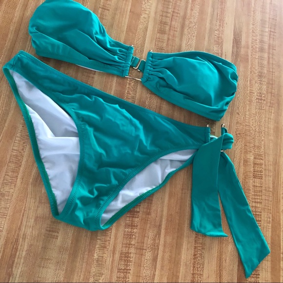 Red Carter Admirals Club Green Bandeau Swimsuit L - Picture 4 of 7